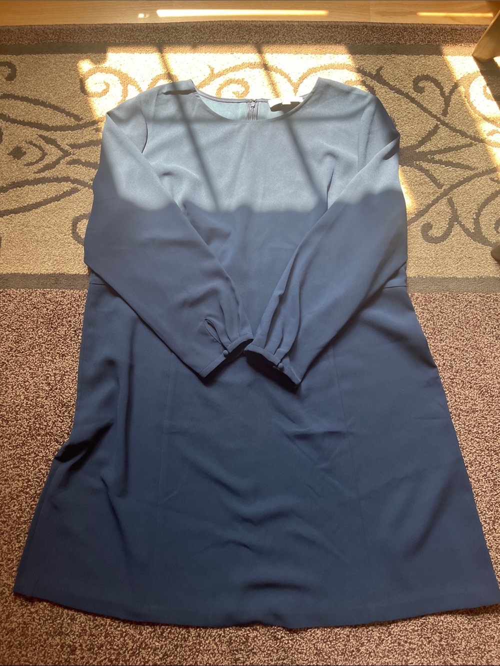 LOFT Navy Blue Long-Sleeve Shift Dress